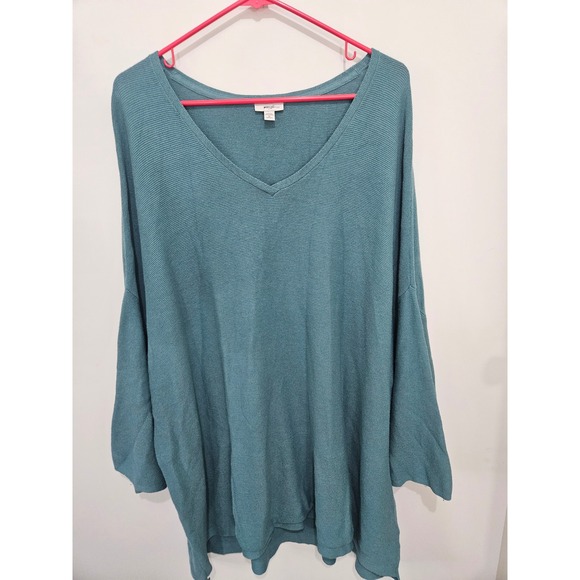 Pure Jill Sweaters - Pure Jill J. Jill Teal Blue V-Neck Cotton Silk Wool Blend Sweater 3X RN97641